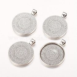 Metal Alloy Pendant Cabochon Settings, Plain Edge Bezel Cups, DIY Findings for Jewelry Making, Nickel Free, Antique Silver, Flat Round Tray: 30mm, 41x33x4mm, Hole: 4x6mm