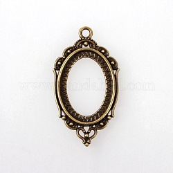Vintage Tibetan Style Alloy Pendant Cabochon Bezel Open Back Settings, Cadmium Free & Nickel Free & Lead Free, Antique Bronze, Oval Tray: 25x18mm, 42.5x23.5x2mm, Hole: 3mm, about 333pcs/kg