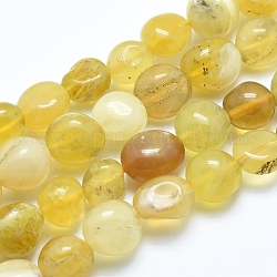 Natural Yellow Opal Beads Strands, Tumbled Stone, Nuggets, 8~10mm, Hole: 0.8mm, about 30~35pcs/strand, 15.7 inch(40cm)