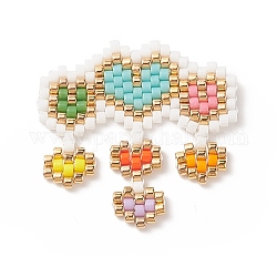 Perle di semi giapponesi fatte a mano, modello telaio, cuore, colorato, 27x28x2mm