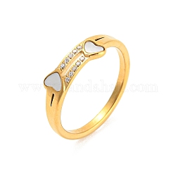 Ионное покрытие (IP) 304 кольцо на палец из нержавеющей стали со стразами, сердце, золотые, размер США 8 (18.1 мм)