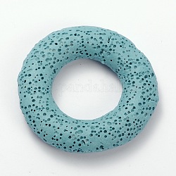 Synthetic Lava Rock Big Ring Pendants, Dyed, Sky Blue, 51x10mm, Hole: 25mm