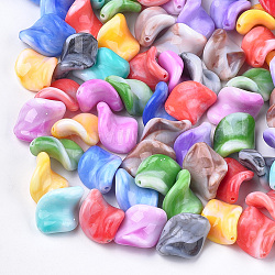 Perles acryliques, pierre d'imitation, torsion, couleur mixte, 20x15x5mm, trou: 1.2 mm, environ 570 pcs / 500 g