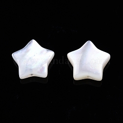 Natural White Shell Beads, Star, 7x7.5x2.5mm, Hole: 0.8mm