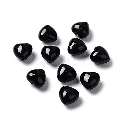 Perle di ossidiana nera naturale, cuore, 14.5~15x14.5~15x8.5~9mm, Foro: 1 mm