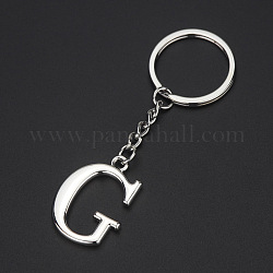 Platinum Plated Alloy Pendant Keychains, with Key Ring, Letter, Letter.G, 3.5x2.5cm