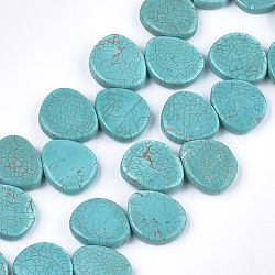 Natural Howlite Beads, Dyed & Heated, Turquoise Teardrop, 20~23x16~20x5~6mm, Hole: 1mm