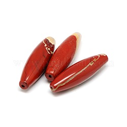 Natural Red Jasper Rice Beads, 40~41x12mm, Hole: 1.5mm