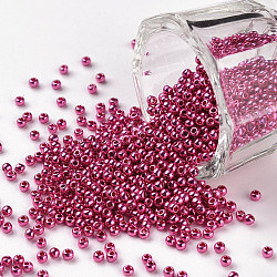 11/0 grade a perles de rocaille en verre rondes, teinte, camélia, 2.3x1.5mm, Trou: 1mm, environ 48500 pcs / livre