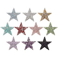 Pandahall Elite 10 couleurs étoile cristal paillettes strass autocollants fer sur autocollants bling étoiles patchs pour robe décoration de la maison, couleurs mélangées