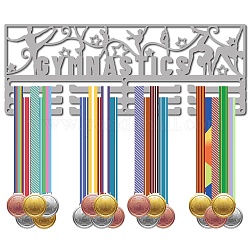 Creatcabin présentoir à médailles de gymnastique, support de médailles de sport suspendu en métal, récompenses d'athlète, support mural en fer, décoration sur 60 médailles pour la compétition, cordon de médailles en ruban, médaillon argenté 15.7x5.9 pouces