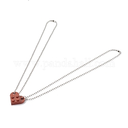 Resin Building Blocks Pendant Necklaces, with 304 Stainless Steel Ball Chain, Saddle Brown, 17.13 inch(435mm), 2pcs/set