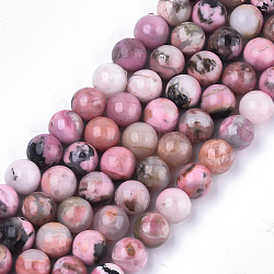 Natur Rhodonit Perlen Stränge, Runde, 6 mm, Bohrung: 0.8 mm, ca. 62~65 Stk. / Strang, 15.3 Zoll