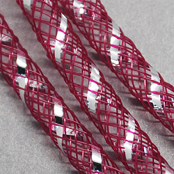 Сетка трубки, пластиковый сетчатый шнур, с серебряными вены, средне фиолетовый красный, 10 мм, 30 ярдов / пачка