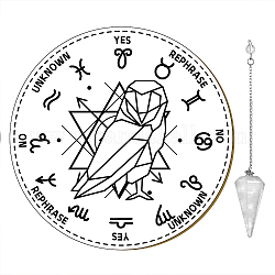 CREATCABIN Pendulum Board Dowsing Necklace Divination DIY Making Kit, Including Plywood Sign Board, Natural Amethyst Chakra Dowsing Pendulum, Owl Pattern, Dowsing Pendulum: 27.2cm, 1pc/set