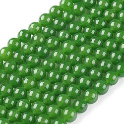 Brins de perles rondes en jade qinghai naturel, teinte, 8mm, Trou: 1mm, Environ 50 pcs/chapelet, 15~16 pouce