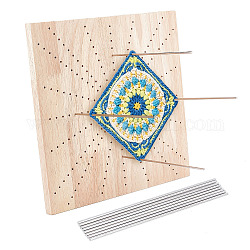 PH PandaHall 12X12 inches Crochet Board Wooden Knitting Blocking Mat Square Board with 8pcs Stainless Steel Pins for Knitting and Crochet Projects Handcrafted Knitting Gift for Granny Square Lovers