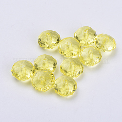 Perles en acrylique transparente, facette, rondelle, jaune, 11.5x7mm, Trou: 2mm, environ 925 pcs/500 g