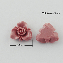 Resin Cabochons, Flower, Rosy Brown, 16x5mm