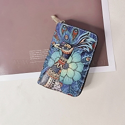 Handtaschen aus PU-Kunstleder, Clutch mit Reißverschluss, Rechteck mit Pfau, Kornblumenblau, 11x7.5x3 cm