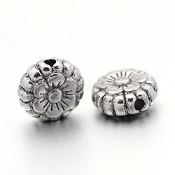 Perline in lega stile tibetano,  piombo & nichel & cadmio libero, fiore, ottimo per fare regali per la festa della mamma, argento antico, 7.5x3.5mm, Foro: 1 mm