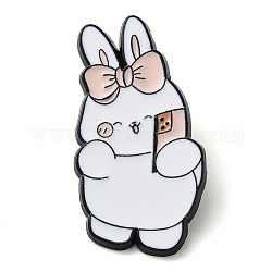 Cartoon Camping Rabbit Enamel Pins, Black Zinc Alloy Badge for Women, Bowknot, 37x19x2mm