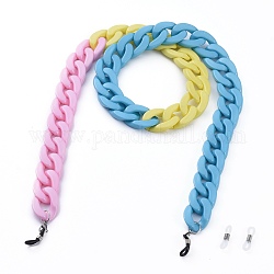 Eyeglasses Chains, Neck Strap for Eyeglasses, with Opaque Acrylic Curb Chains, 304 Stainless Steel Lobster Claw Clasps and Rubber Loop Ends, Colorful, 31.1 inch(70.9cm)
