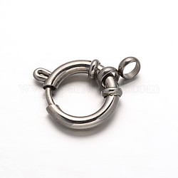 304 Stainless Steel Spring Ring Clasps, Stainless Steel Color, 20x14.5x4mm, Hole: 3mm