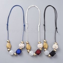 Colliers à bretelles réglables, avec des perles acryliques, perles tissées à la main et cordon en polyester ciré, couleur mixte, 15.7 pouce ~ 26.7 pouces (40~68 cm)