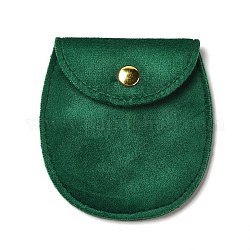 Бархатные мешочки для хранения украшений, овальные сумки для украшений с золотистой застежкой-кнопкой, для серьги, хранение колец, зелёные, 8.3x7.7x0.8 см
