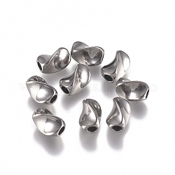 304 Stainless Steel Beads, Twist, Stainless Steel Color, 7x4.5mm, Hole: 2mm