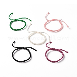 Pulsera de cordón trenzado de poliéster encerado, pulsera ajustable para mujer, color mezclado, diámetro interior: 1-3/4~3-1/4 pulgada (4.5~8.4 cm)