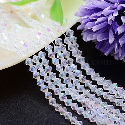 Faceted Imitation Austrian Crystal Bead Strands, Grade AAA, Bicone, Clear AB, 10x10mm, Hole: 0.9~1mm, about 40pcs/strand, 15.7 inch