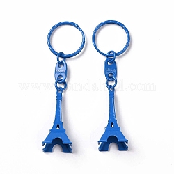 Porte-clés en alliage, avec anneau en fer, tour eiffel, Dodger bleu, 9.9 cm