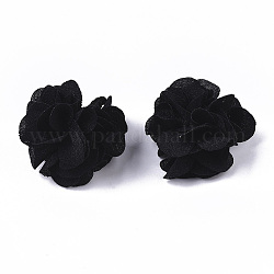 Fleurs en tissu polyester, pour les bandeaux de bricolage accessoires de fleurs accessoires de cheveux de mariage pour filles femmes, noir, 34mm