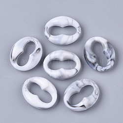 Acrylic Linking Rings, Imitation Gemstone Style, Oval, White, 31.5x26x9.5mm, Inner Diameter: 9x24mm, about: 185pcs/500g