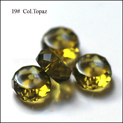 Perles d'imitation cristal autrichien, grade AAA, facette, plat rond, olive, 8x3.5mm, Trou: 0.9~1mm