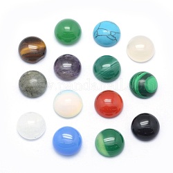 Cabochon di gemme miste naturali e sintetiche, mezzo tondo, 13.5~14x6~8mm