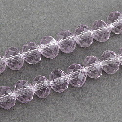Imitation Crystal Glass Beads Strand, Faceted Rondelle, Flamingo, 8x6mm, Hole: 1.6mm