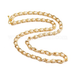 Aluminium Curb Chain Necklaces, with ABS Plastic Imitation Pearl and Alloy Toggle Clasps, Light Gold, 22.83 inch(58cm)