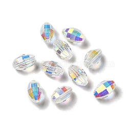 Glasimitation österreichische Kristallperlen, facettiert, Oval, klar ab, 9.5x5.5x6 mm, Bohrung: 1 mm