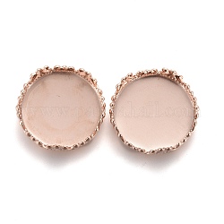 304 Stainless Steel Cabochon Settings, Lace Edge Bezel Cups, Flat Round, Rose Gold, Tray: 12mm, 12.5x4mm
