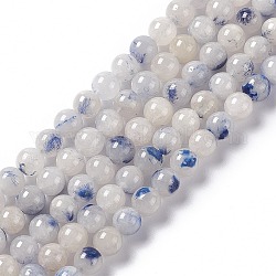 Brins de perles rondes en dumortiérite naturelle bleu blanc, 6mm, Trou: 0.8mm, Environ 67 pcs/chapelet, 15.63'' (39.7 cm)