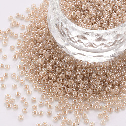 12/0 Imitation Jade Glass Seed Beads, Opaque Colours Luster, Round, BurlyWood, 2x1.5mm, Hole: 1mm, about 40000pcs/Pound