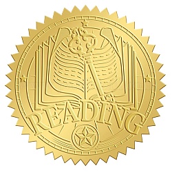 Craspire 2 pulgada sellos para sobres en relieve dorado pegatinas libro de lectura 100 uds sellos adhesivos de papel de aluminio en relieve etiqueta adhesiva para invitaciones de boda embalaje de regalo