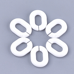 Acryl-Verknüpfung Ringe, Quick-Link-Anschlüsse, zur Herstellung von Schmuckketten, Oval, weiß, 24x18x5 mm, Bohrung: 13x7 mm, ca. 400 Stk. / 500 g
