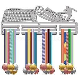Support de mur d'affichage de support de cintre de médaille de fer de mode, 3 lignes, avec des vis, football américain, 150x400mm, Trou: 5mm
