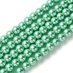 Fili di perle di vetro colorato ecologiche, grado a, tondo, cavetto in cotone filettato, verde mare chiaro, 6mm, Foro: 1.2~1.5 mm, circa 70pcs/filo, 15.7 pollice