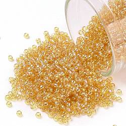 Toho perles de rocaille rondes, Perles de rocaille japonais, (162) transparent ab ambre clair, 15/0, 1.5mm, Trou: 0.7mm, à propos 3000pcs / bouteille, 10 g / bouteille