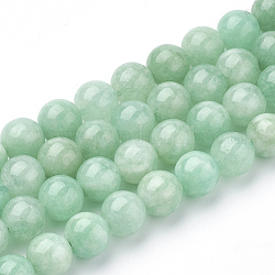 Chapelets de perles naturelles de jade du Myanmar/jade de Birmanie, ronde, teinte, 6mm, Trou: 1mm, Environ 62 pcs/chapelet, 15.5 pouce